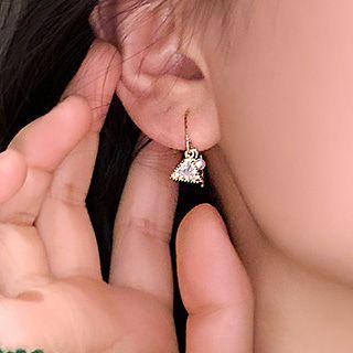 Rhinestone Triangle Pull Through Earring Gold - One Size