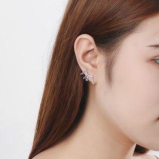 Rhinestone Drop Ear Cuffs 1 Pair - Silver - One Size