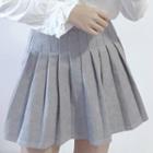 Pleated Plain Mini Skirt