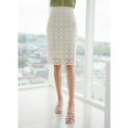 Eyelet-lace H-line Midi Skirt