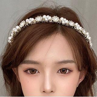 Embellished Headband 1pc - Black & Gold - One Size