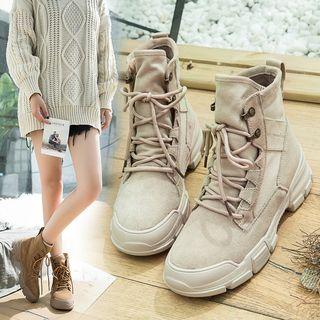 Denim Platform Lace-up Short Boots
