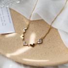 Stainless Steel Shell Heart Pendant Necklace Necklace - Five Hearts - Gold - One Size