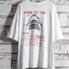 Short-sleeve Shark Print Lettering T-shirt