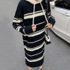 Hooded Striped Midi Sweater Dress