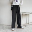 Plain High-waist Straight-leg Dress Pants