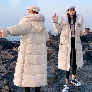 Furry Trim Padded Long Jacket