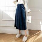 High-waist Velvet A-line Midi Skirt