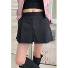 Fray-hem Pleated A-line Skort