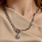 Disc Pendant Layered Necklace 0982a - Necklace - Silver - One Size