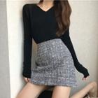High-waist Wool A-line Skirt