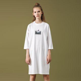 Print 3/4-sleeve T-shirtdress