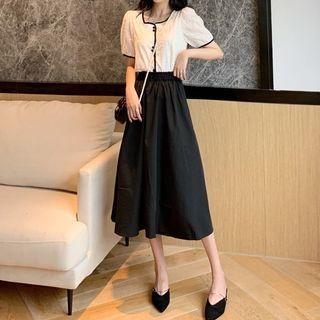 Sort-sleeve Blouse / A-line Skirt