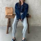 Cropped Denim Jacket / Harem Sweatpants