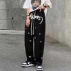Drawstring-waist Lettering Loose Fit Pants