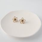 Floral 925 Sterling Silver Ear Stud 1 Pair - Gold - One Size