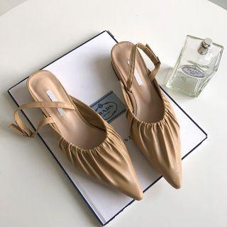 Pointy Ruched Slingback Flats