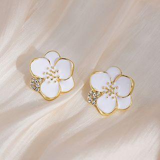 Floral Stud Earring 1 Pair - E4836-4 - White - One Size