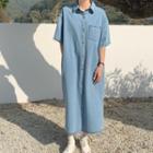 Short-sleeve Denim Loose-fit Shirtdress