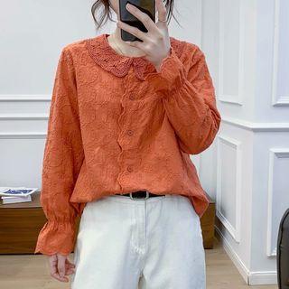 Peter Pan Collar Lace-trim Shirt