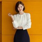 Pleated-neckline Blouse