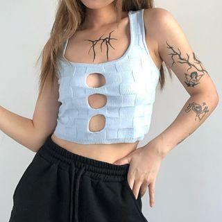 Cutout Knit Crop Tank Top