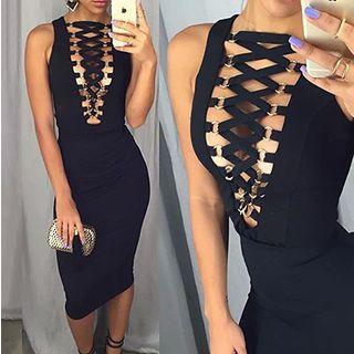 Cross Sleeveless Sheath Party Dress