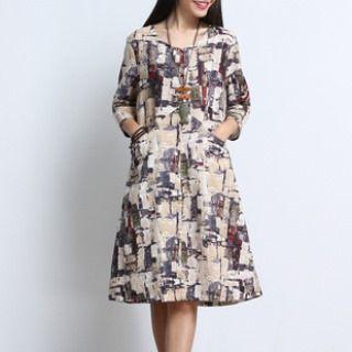 Long-sleeve Print Shirtdress