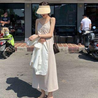 Spaghetti Strap Drawcord Midi Dress