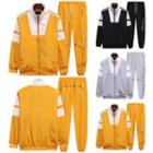 Couple Matching Set: Color Panel Zip Jacket + Harem Sweatpants