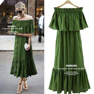 Off Shoulder Midi A-line Dress