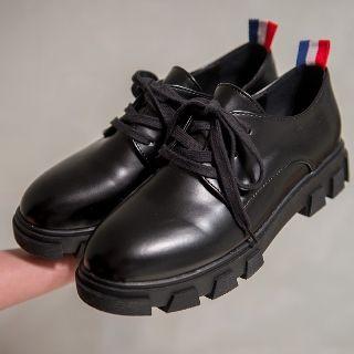 Genuine-leather Platform Lace-up Shoes