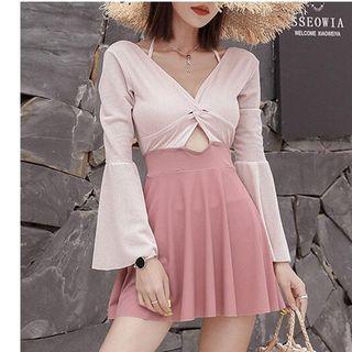 Set: Color Block Swim Dress + Swim Top