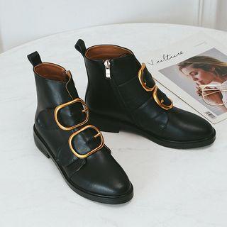 Genuine Leather Buckled Chelsea Boots