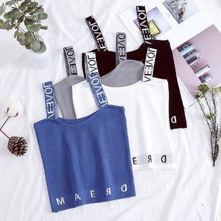Spaghetti Strap Lettering Knit Top