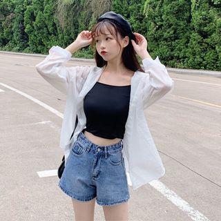 Striped Hooded Light Jacket White - One Size