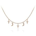 925 Sterling Silver Plated Rose Gold Simple Fashion Star Moon Necklace Rose Gold - One Size