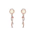 Sweet Plated Rose Golden Rose Earrings With White Austrian Element Crystals