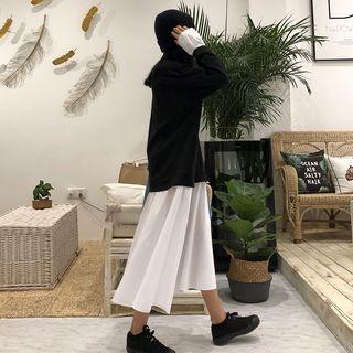 Mock-two Piece Long-sleeve Loose-fit Dress