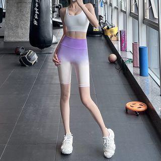 Gradient High Waist Sports Bike Shorts