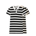 Short-sleeve Striped Shift Polo Dress