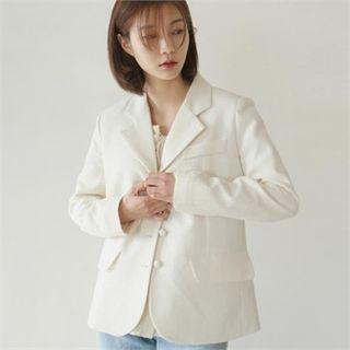 Short-lapel Covered-button Blazer