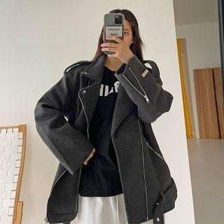 Epaulet Wool Blend Rider Jacket