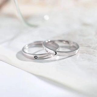 925 Sterling Silver Couple Matching Moon / Sun Ring Silver - One Size