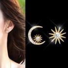 Crescent & Star Stud Earring As Shown In Figure - One Size