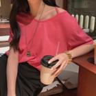 Cold-shoulder T-shirt Rose Pink - One Size