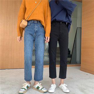 Button-back Boot-cut Jeans