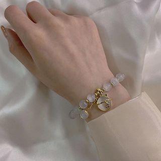 Faux Cat Eye Stone Alloy Bracelet C295-1 - Gold - One Size