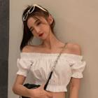 Cold Shoulder Short-sleeve Crop Top White - One Size