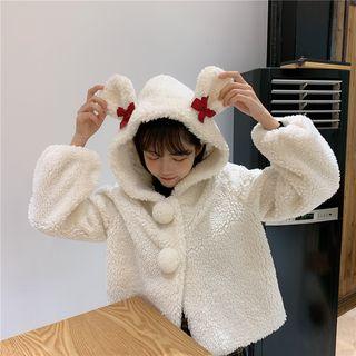Hooded Fleece Jacket As Shown In Figure - One Size
